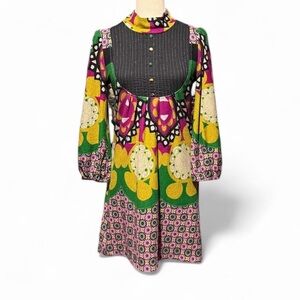 Colorful Patterned Dress with Long Sleeves